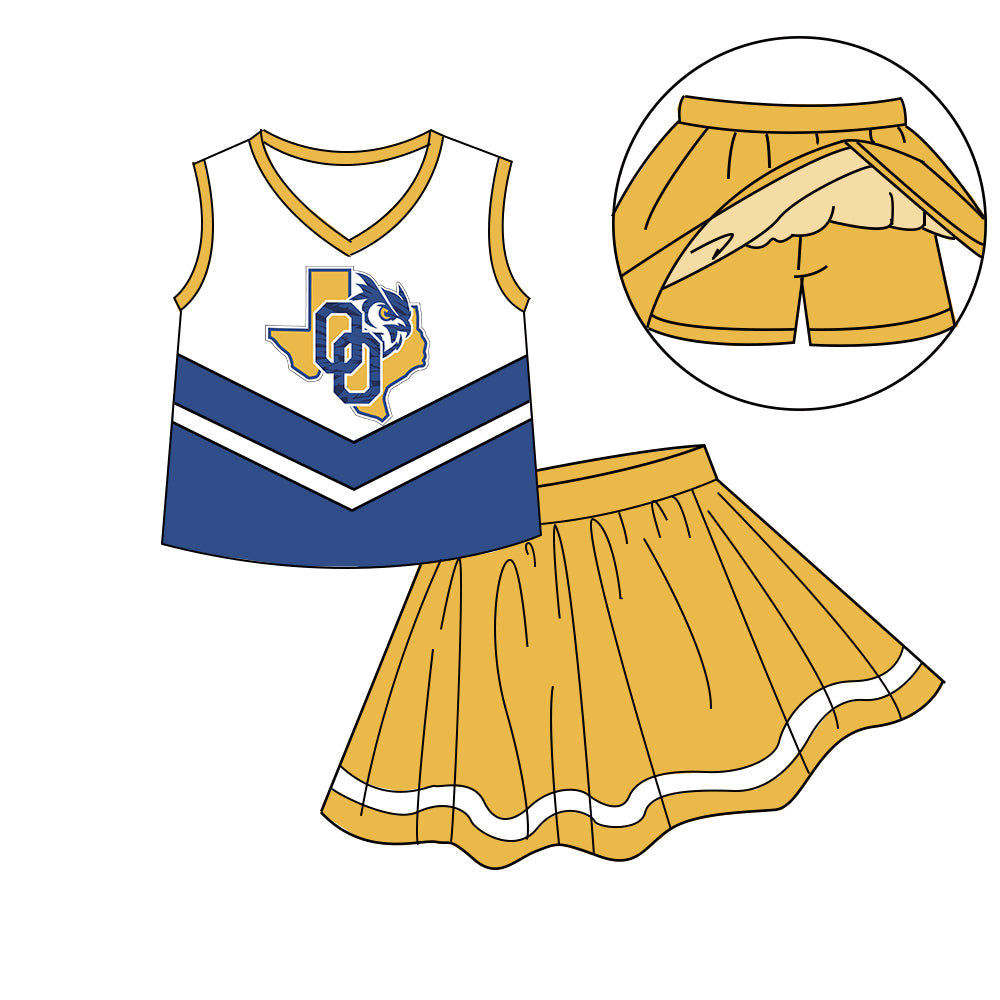 Preorder (moq 5)Baby Girls Sleeveless Vest Top Skirt Short Team Clothes Sets