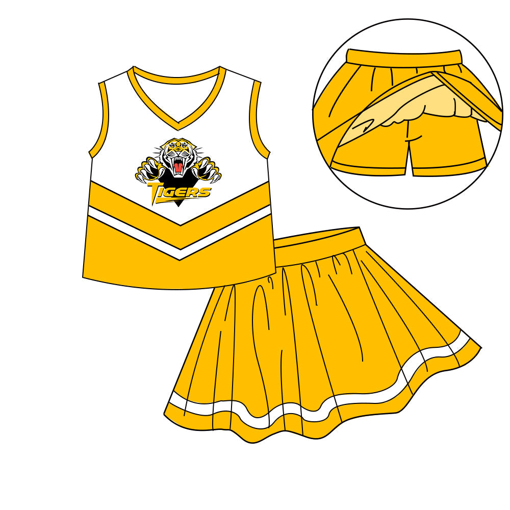Preorder (moq 5)Baby Girls Sleeveless Vest Top Skirt Short Team Clothes Sets