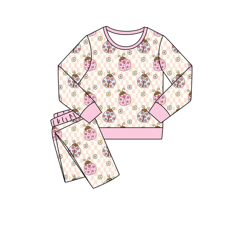 Preorder(moq 5) Baby Girls Hearts Floral Ladybirds Pants Valentines Pajamas Sets