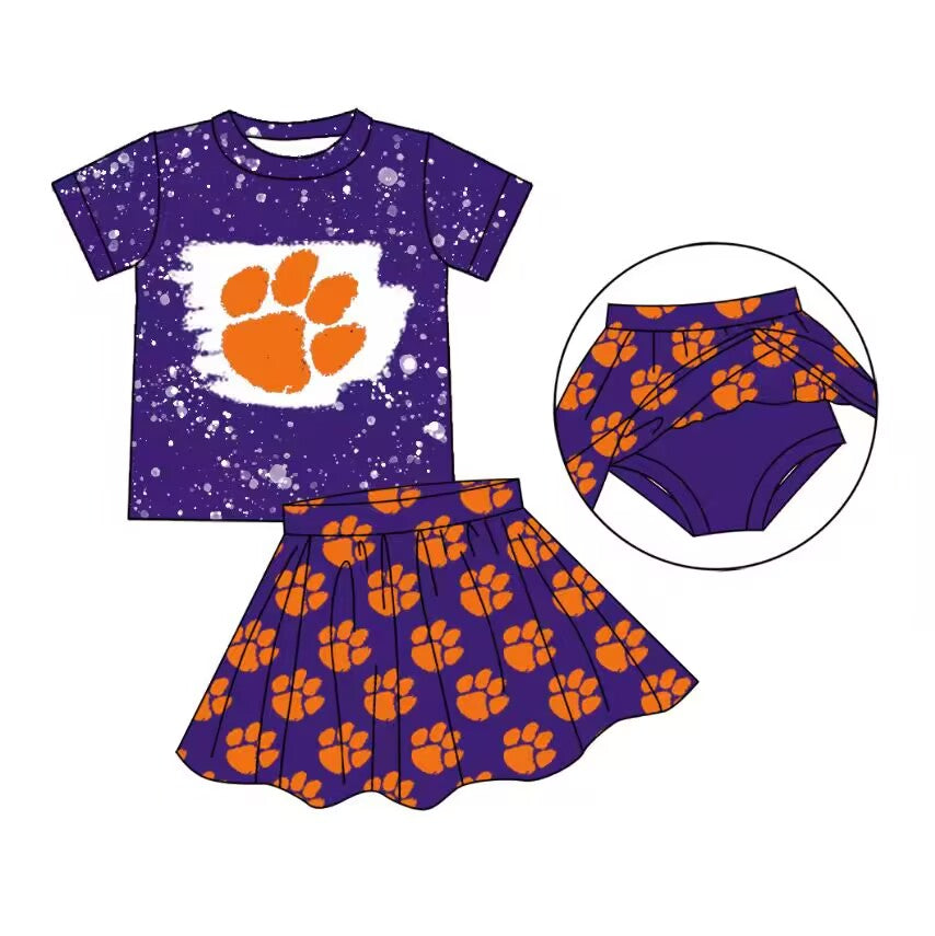Preorder (moq 5)Baby Girls Short Sleeve Shirt Top Skirt Short Team Clothes Sets
