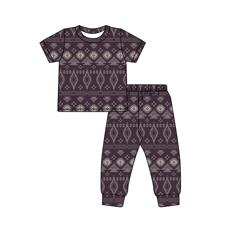 Preorder (moq 5)Baby Boys Aztec Top Pants Western Pajamas Set