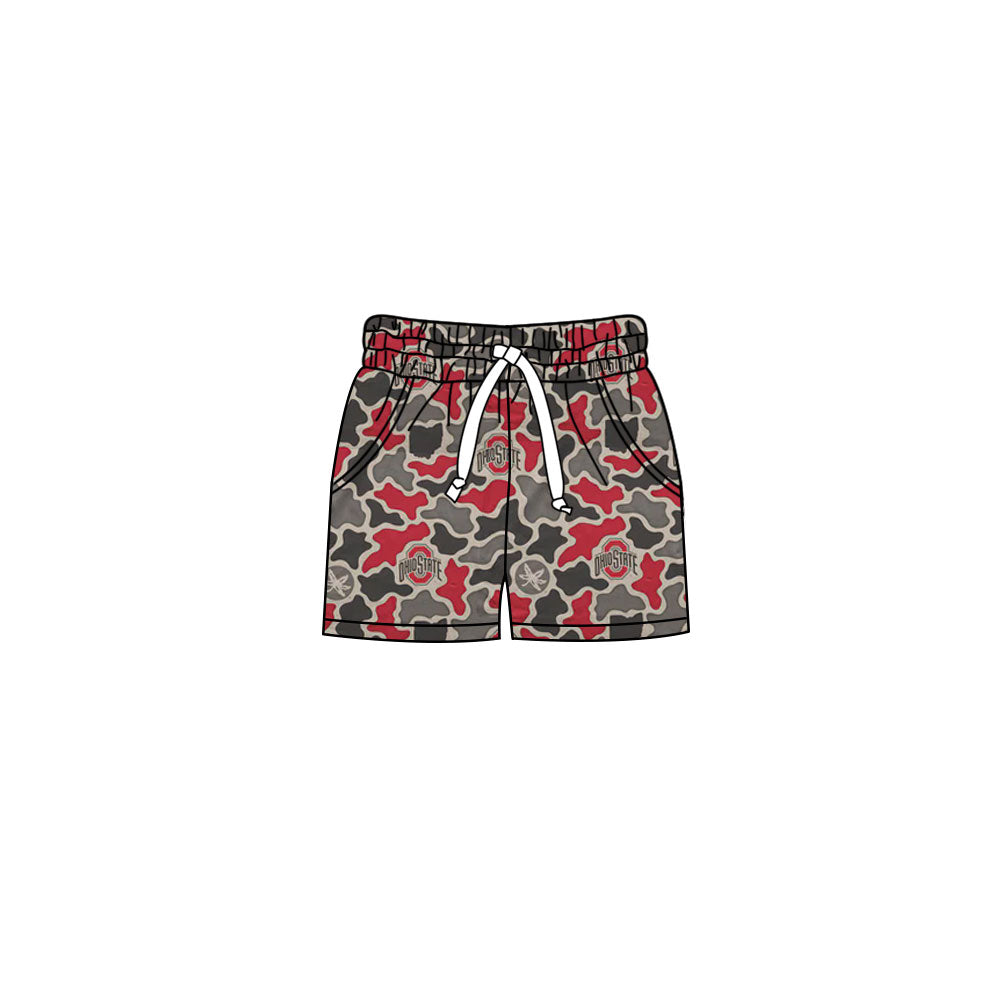Preorder (moq 5)Baby Girls Southern Red Camo Ohiostate Team Pockets Shorts Bottom