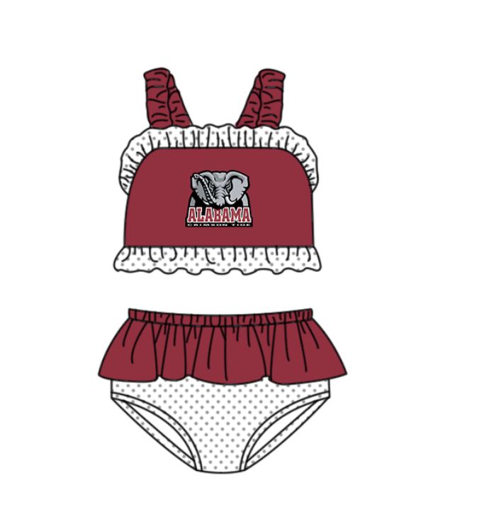 Preorder moq 5 Baby Girls Alabama Strap Vest Top Bummies Short Team Swimsuits