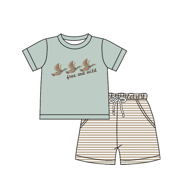 Preorder (moq 5)Baby Boys Free wild ducks Shirt bow Shorts Clothes Sets