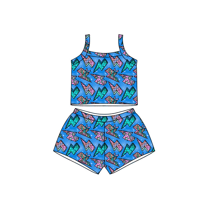 Preorder moq 5 Baby Girls Strap Sea World Top Short Clothes Sets