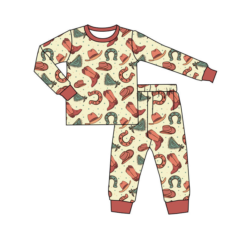 Preorder(moq 5) Baby Boys Boots Hats Pants Western Pajamas Sets