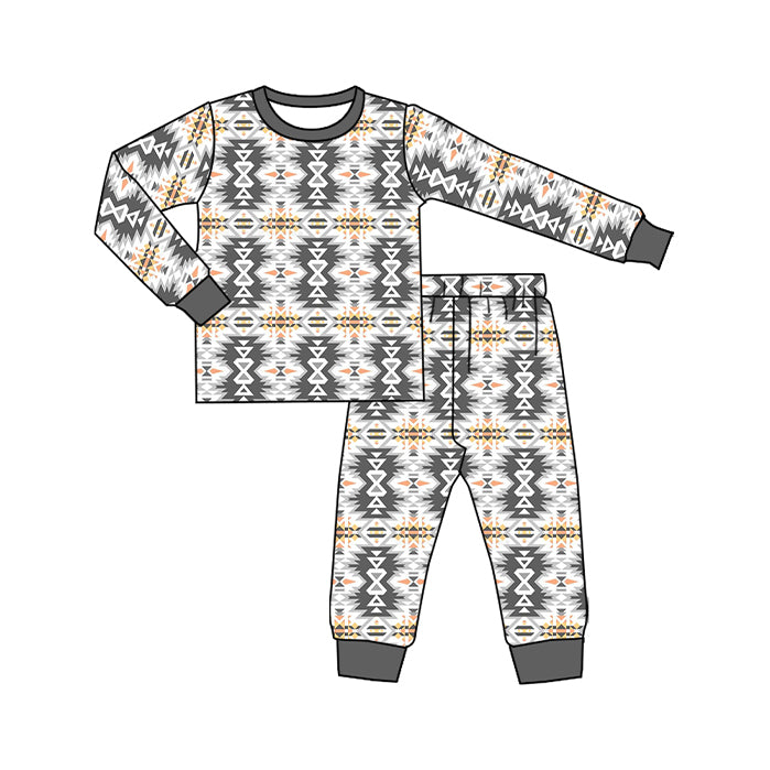 Preorder (moq 20)Baby Boys Bamboo Aztec Western Pants Pajamas Sets