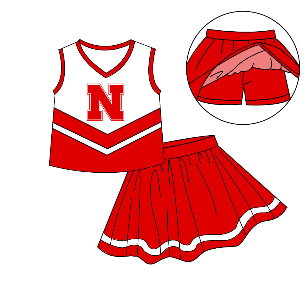 Preorder (moq 5)Baby Girls Sleeveless Vest Top Skirt Short Team Clothes Sets
