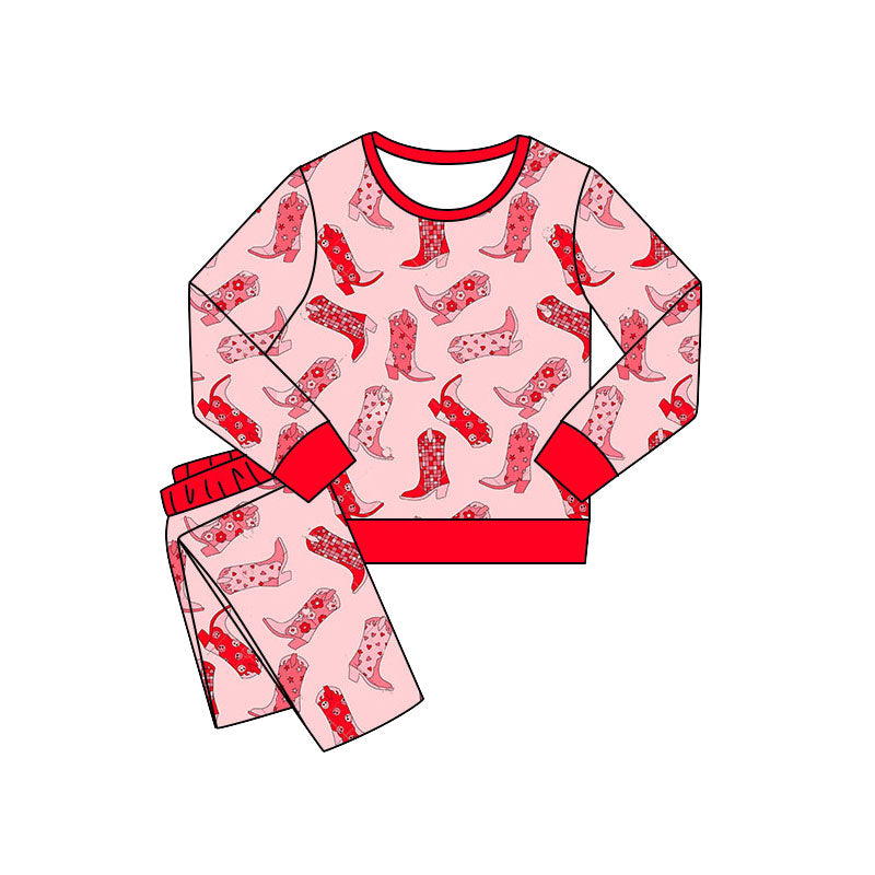 Preorder(moq 5) Baby Girls Stars Flowers Boots Pants Western Pajamas Sets
