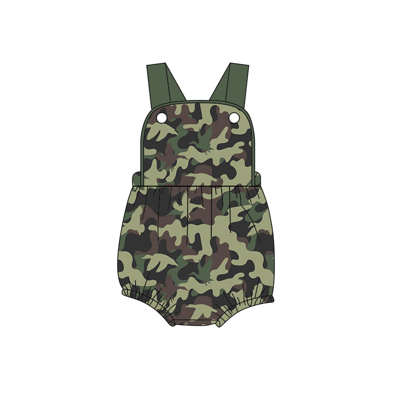 preorder(moq 5) Baby Boys Strap Southern Ducks Camo Hunting Rompers