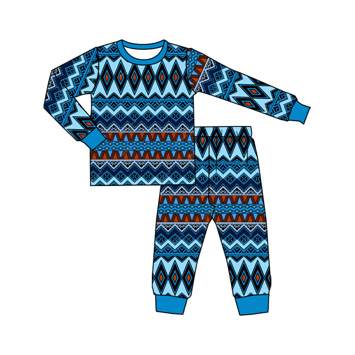 Preorder (moq 20)Baby Boys Bamboo Aztec Western Pants Pajamas Sets