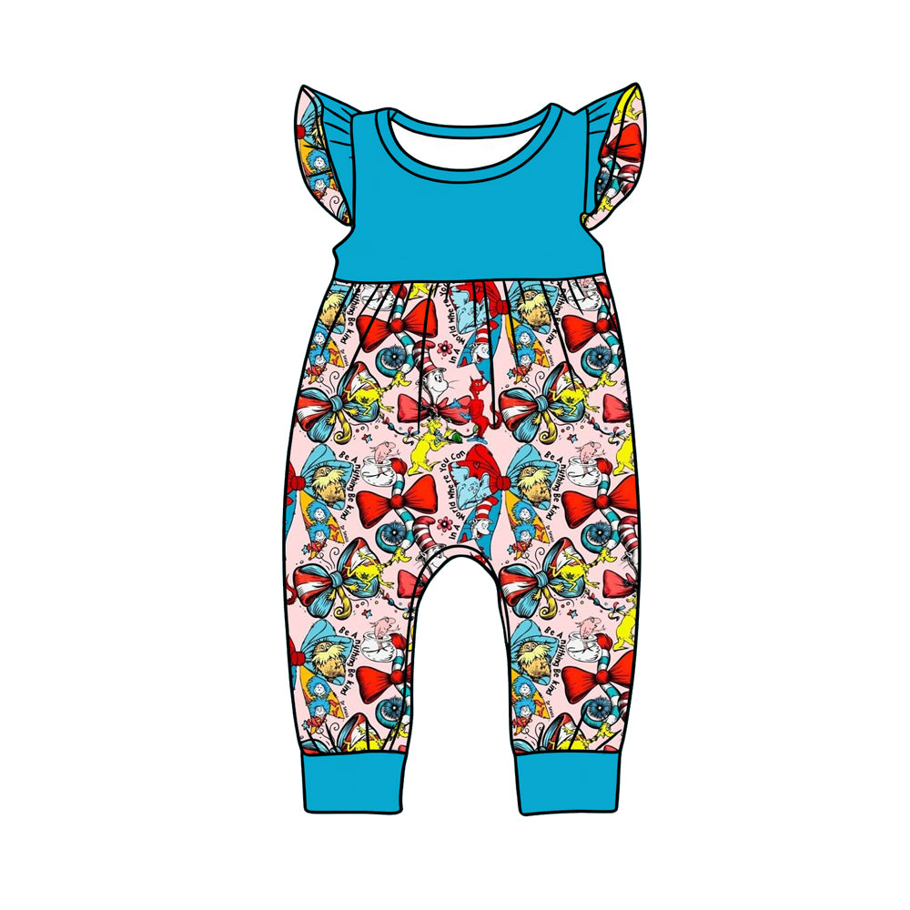 preorder(moq 5) Baby Girls Flutter Sleeve Cartoon Dr Reading Rompers