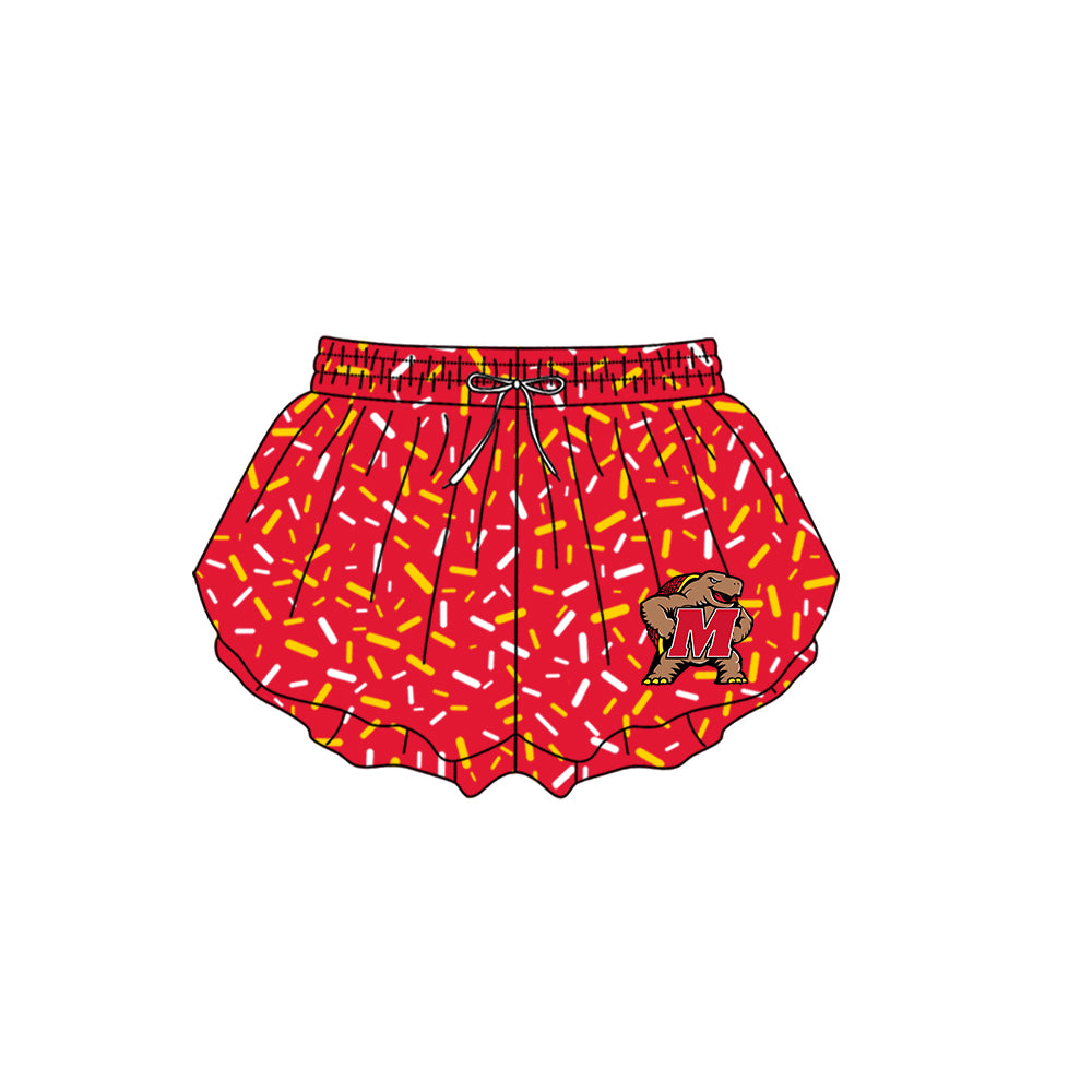Preorder (moq 5)Baby Girls Red Sprinkles Drip M Testudo Butterfly Shorts Bottom