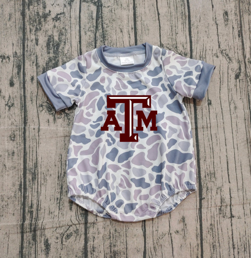 Preorder (moq 5)Baby Boys Grey Camo ATM Team Rompers