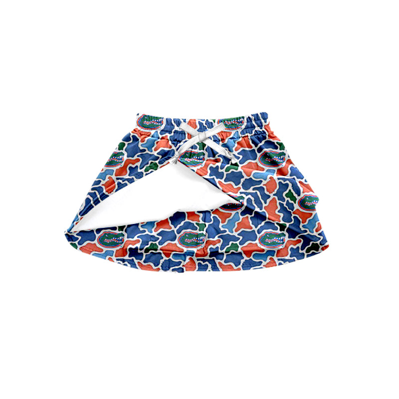 Preorder (moq 5)Baby Girls Southern Blue Camo Crocodiles Team Skirt Shorts Bottom