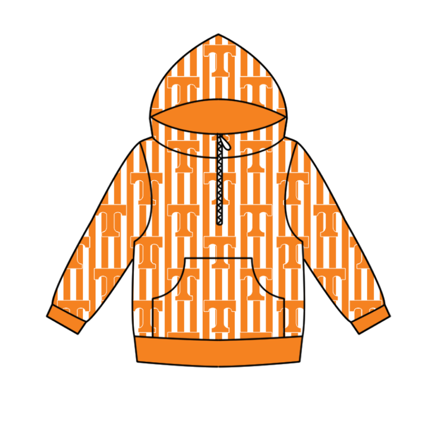 Preorder(moq 5) Baby Boys Zipper Pockets Orange Stripe T Team Hoodies Top