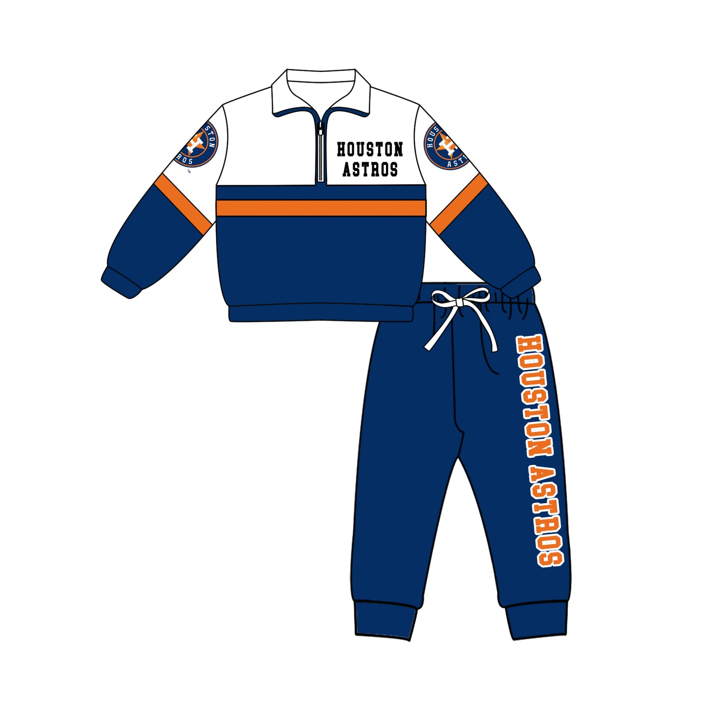 Preorder (moq 5)Baby Boys Houston Astros Zip Pullovers Jogger Team Clothes Set
