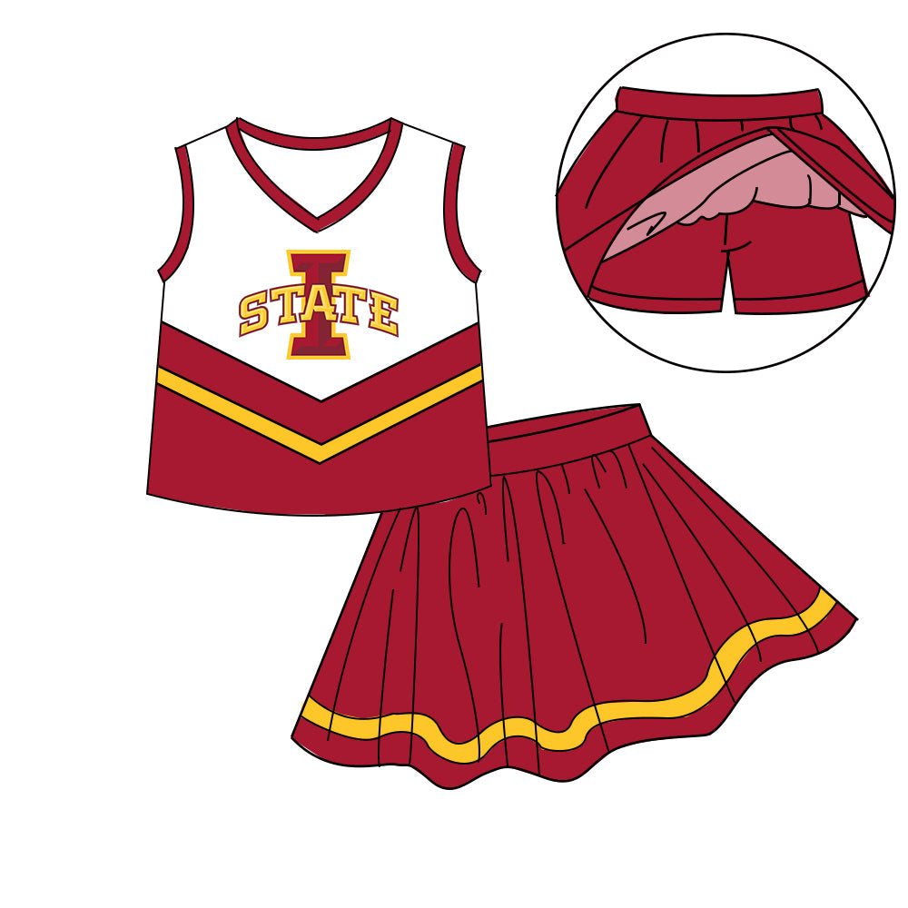 Preorder (moq 5)Baby Girls Sleeveless Vest Top Skirt Short Team Clothes Sets