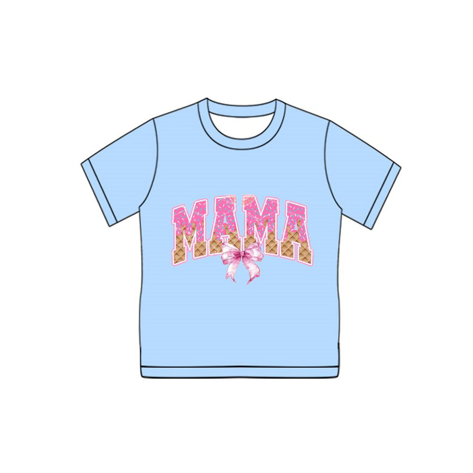 Preorder(moq 8) Adult Women Drip Sprinkles Bows Mama Team Shirts Top