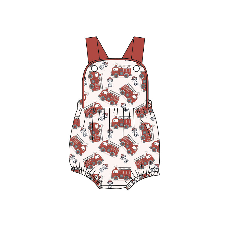 preorder(moq 5) Baby Boys Strap Dogs Firetrucks Rompers