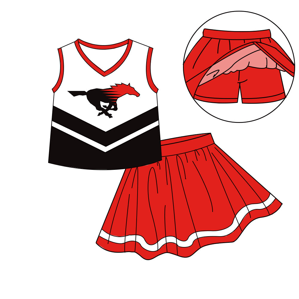 Preorder (moq 5)Baby Girls Sleeveless Vest Top Skirt Short Team Clothes Sets