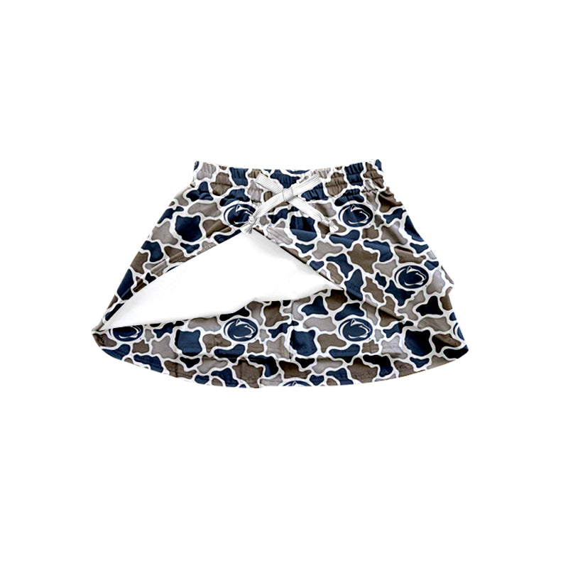 Preorder (moq 5)Baby Girls Southern Navy Camo Leopard Team Skirt Shorts Bottom