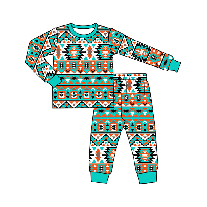 Preorder (moq 20)Baby Boys Bamboo Aztec Western Pants Pajamas Sets