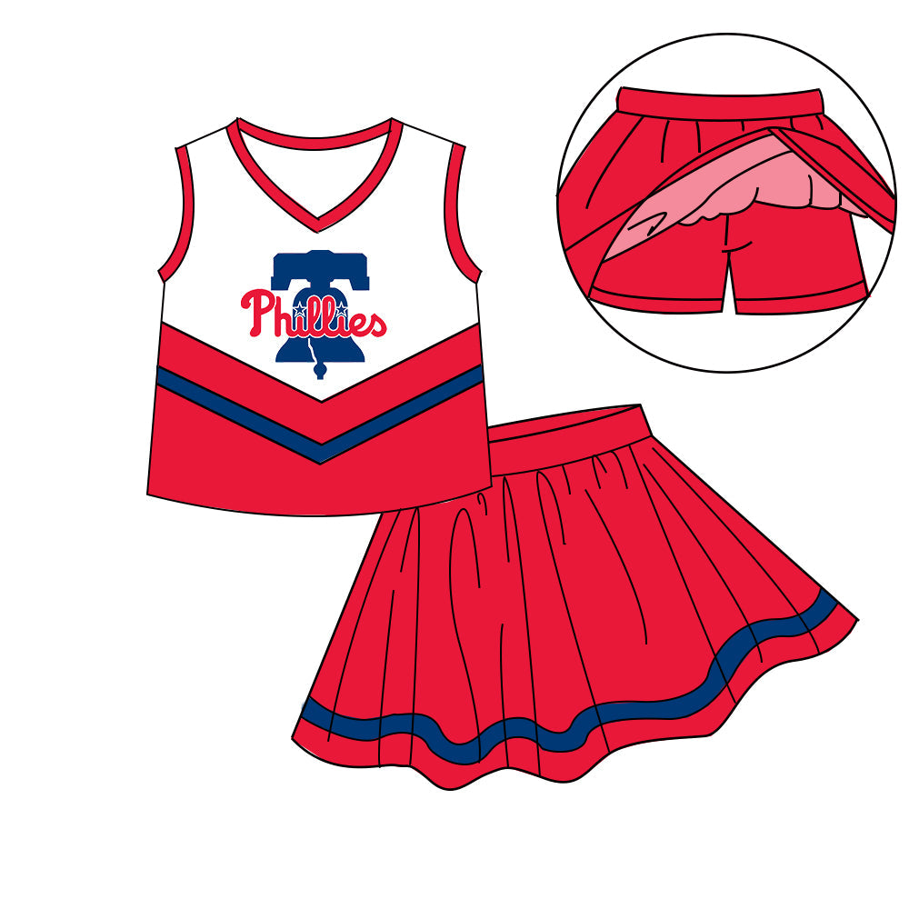 Preorder (moq 5)Baby Girls Sleeveless Vest Top Skirt Short Team Clothes Sets