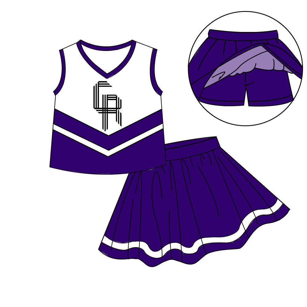 Preorder (moq 5)Baby Girls Sleeveless Vest Top Skirt Short Team Clothes Sets
