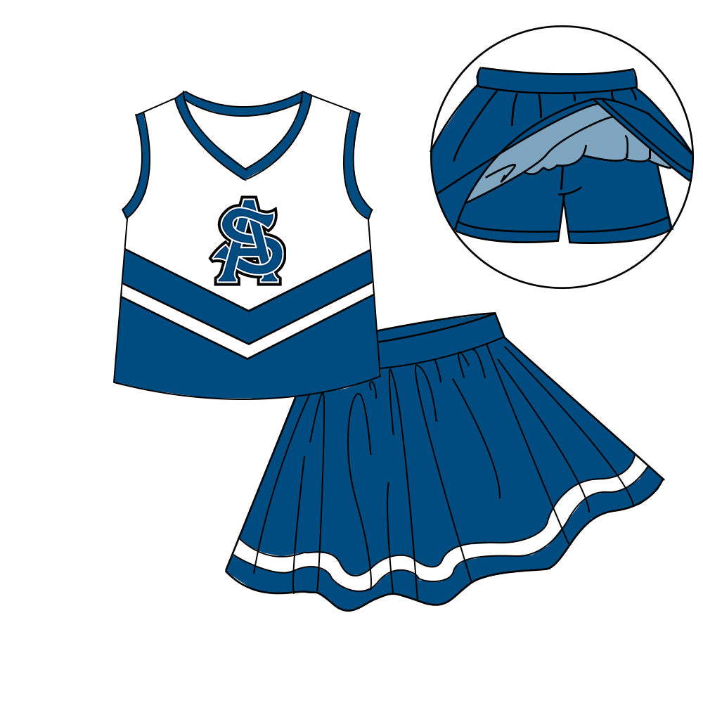 Preorder (moq 5)Baby Girls Sleeveless Vest Top Skirt Short Team Clothes Sets