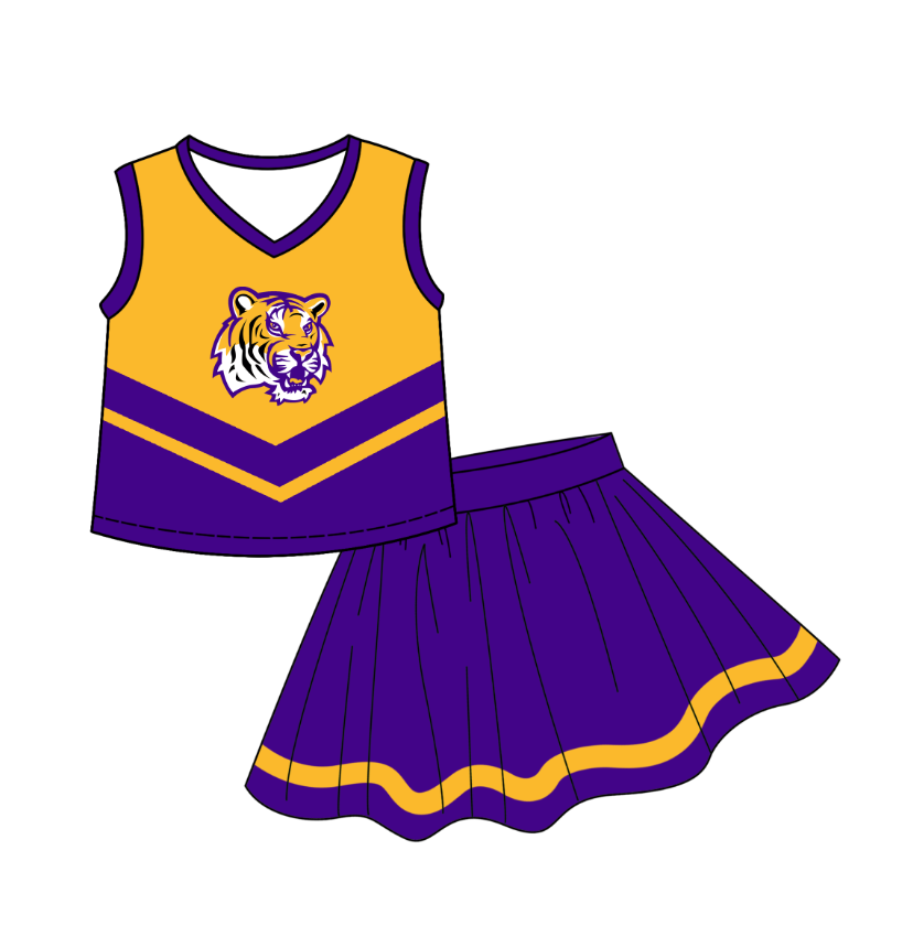 Preorder (moq 5)Baby Girls Sleeveless Vest Top Skirt Short Team Clothes Sets