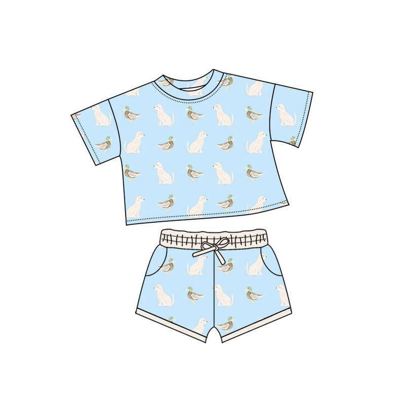 Preorder(moq 5) Baby Boys Ducks Dogs Top Pockets Shorts Hunting Clothes Sets