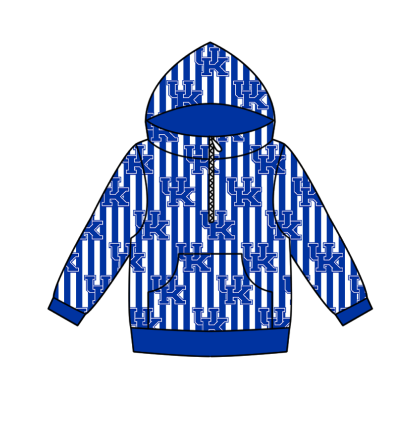 Preorder(moq 5) Baby Boys Zipper Pockets Blue Stripe UK Team Hoodies Top