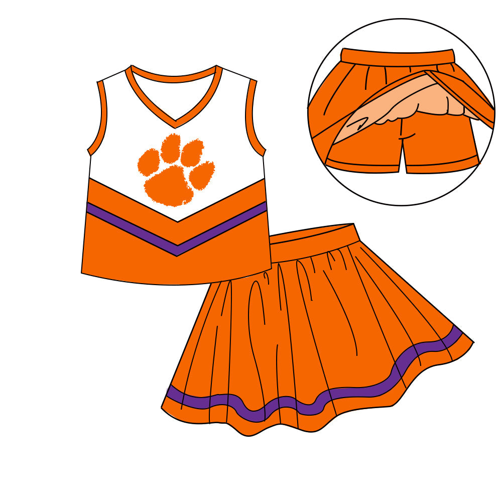 Preorder (moq 5)Baby Girls Sleeveless Vest Top Skirt Short Team Clothes Sets