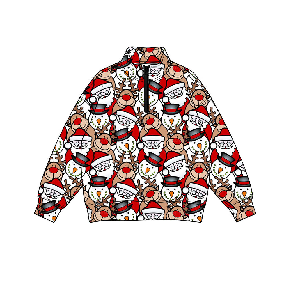 Preorder(moq 5) Baby Boys Snowmen Santa Deer Christmas Zip Pullovers Top