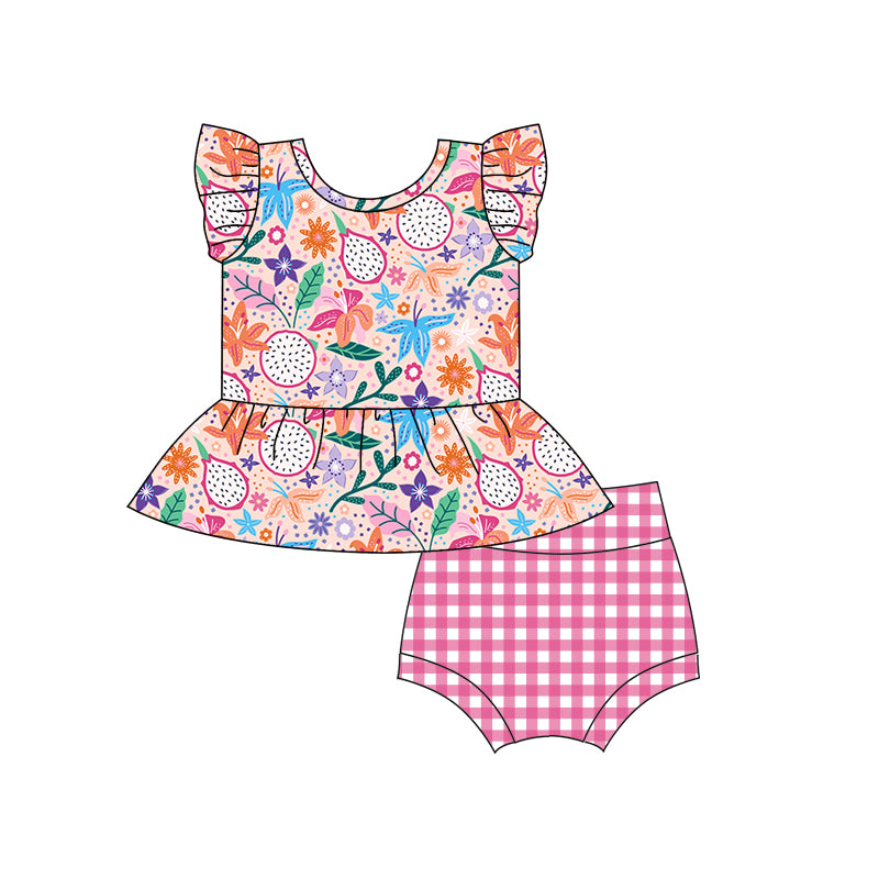 Baby Girls Toddler Dragon Fruit Top Bummie Sets preorder(moq 5)