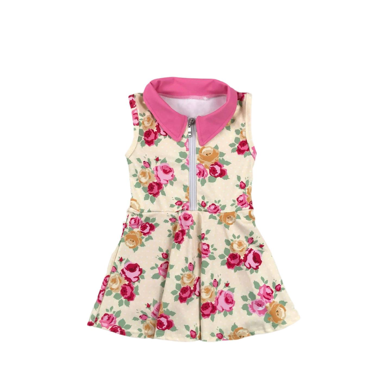 Split Preorder August 31sd Baby Girls Sleeveless Flowers Zipper Knee Length Dresses