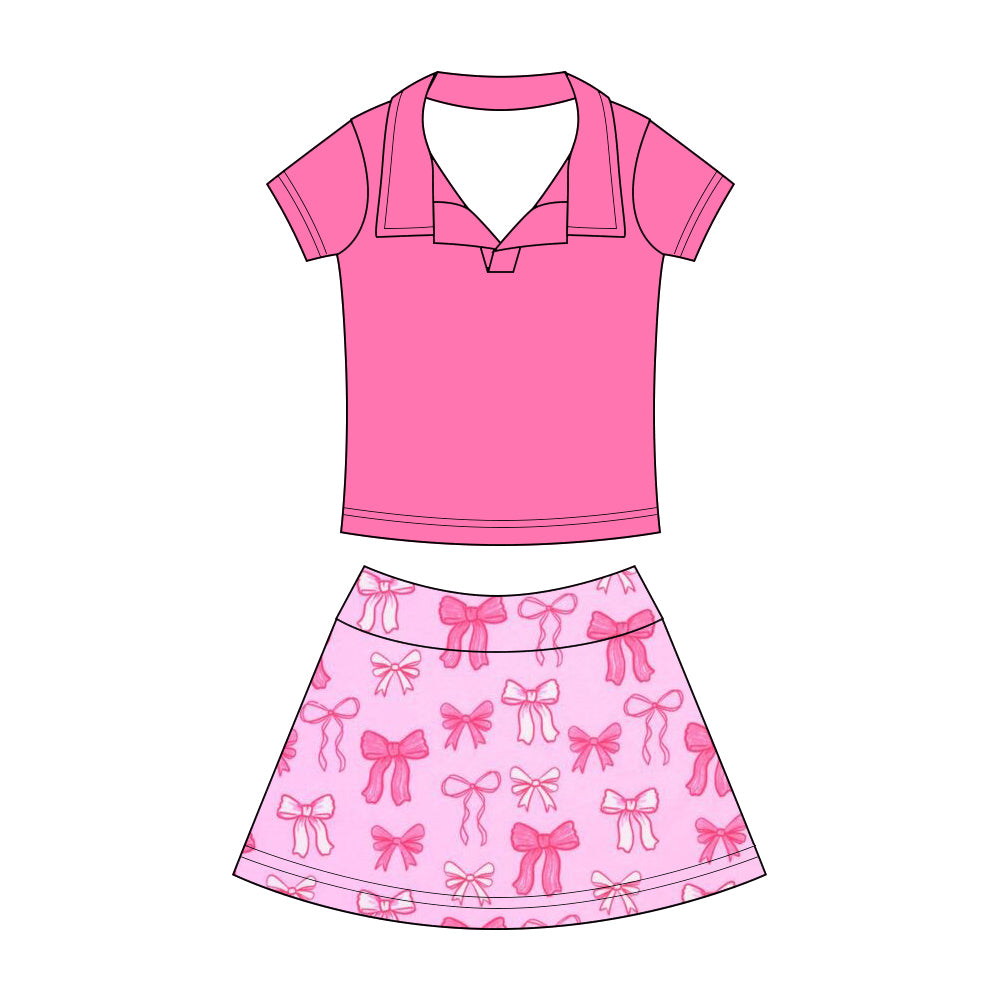 Preorder (moq 5)Baby Girls Button Pullovers Top Colorful Bows Skirt Shorts Clothes Set