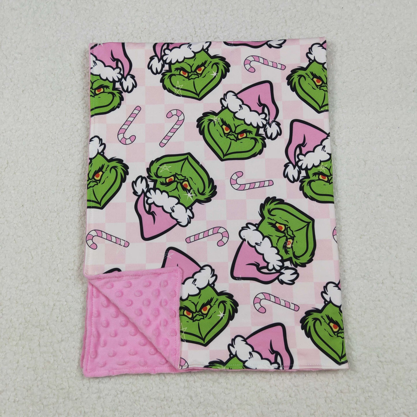 Baby Kids Green Face Candy Cane Christmas Blankets