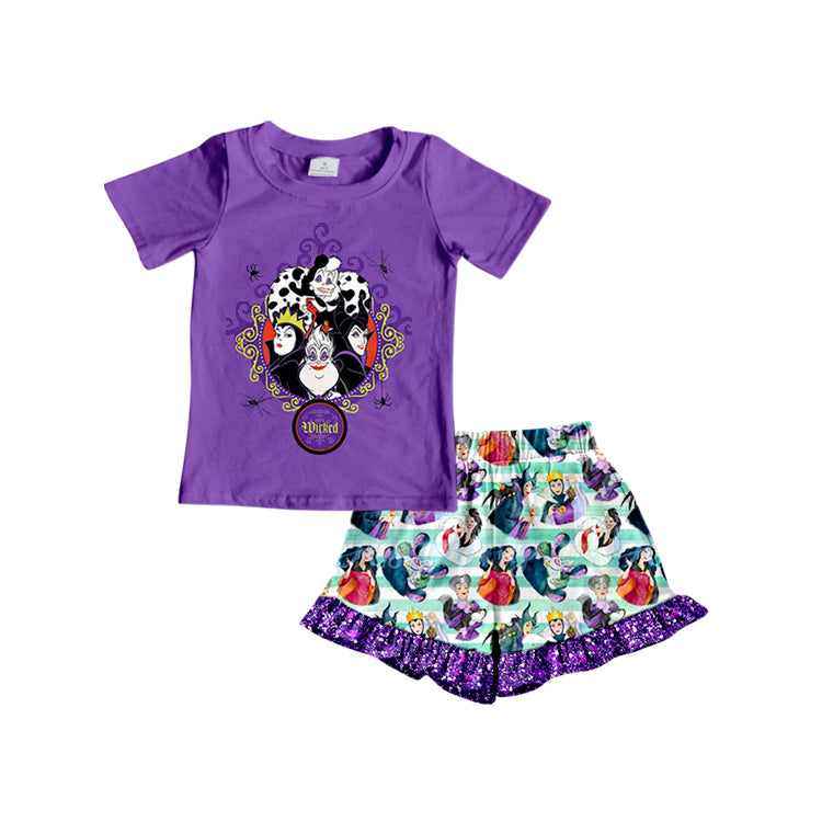Baby Girls Purple friends Shirt Purple Shorts Clothing Sets Preorder(moq 5)