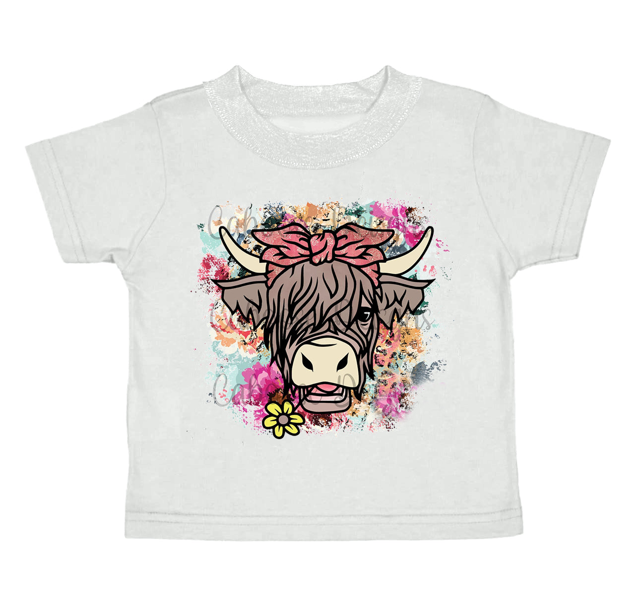 Baby Girls Highland Cow Flowers Short Sleeve Shirt preorder(moq 5)