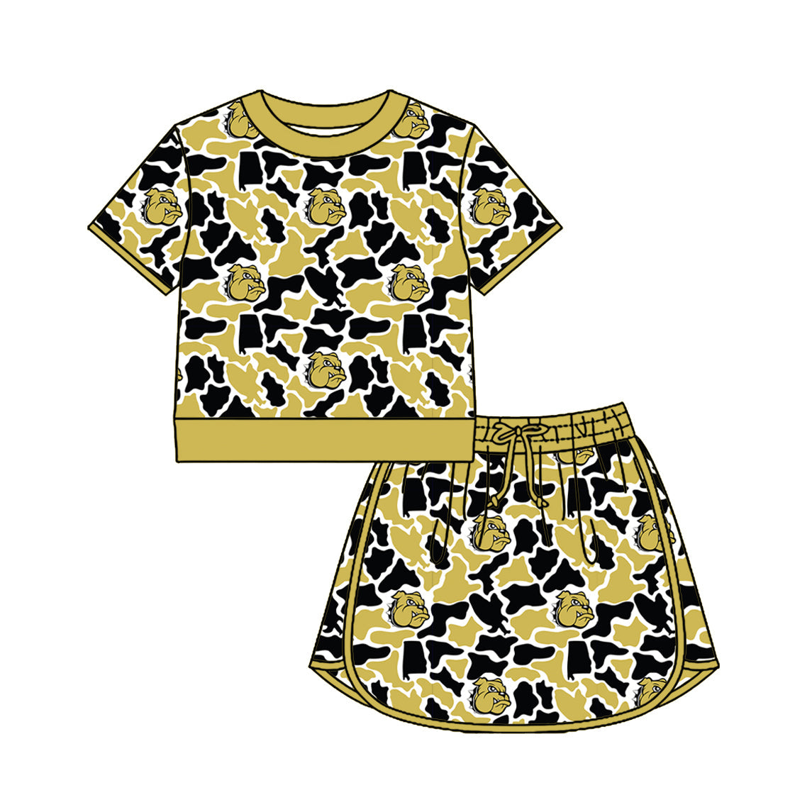 Preorder (moq 5)Baby Girls Colorful Camo Shirt Top Skirt Short Team Clothes Set