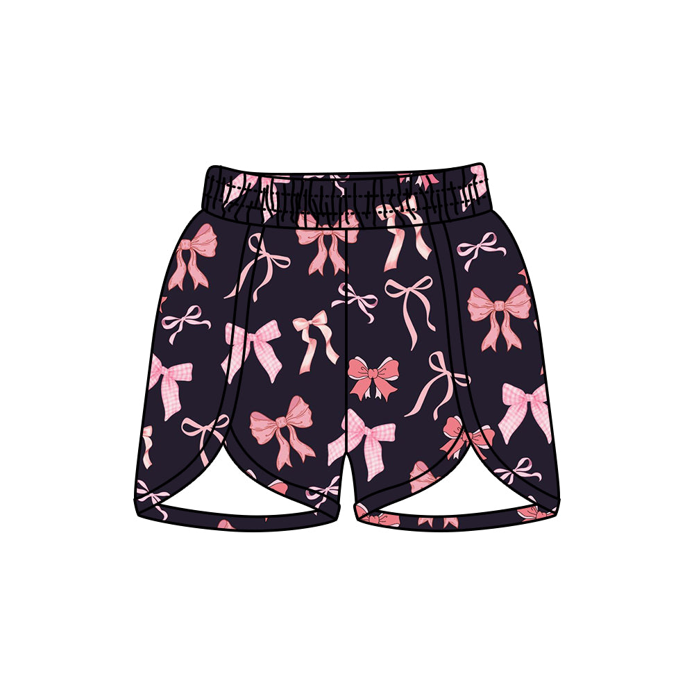 Preorder(moq 5) Adult Women Black Pink Bows Shorts Bottoms