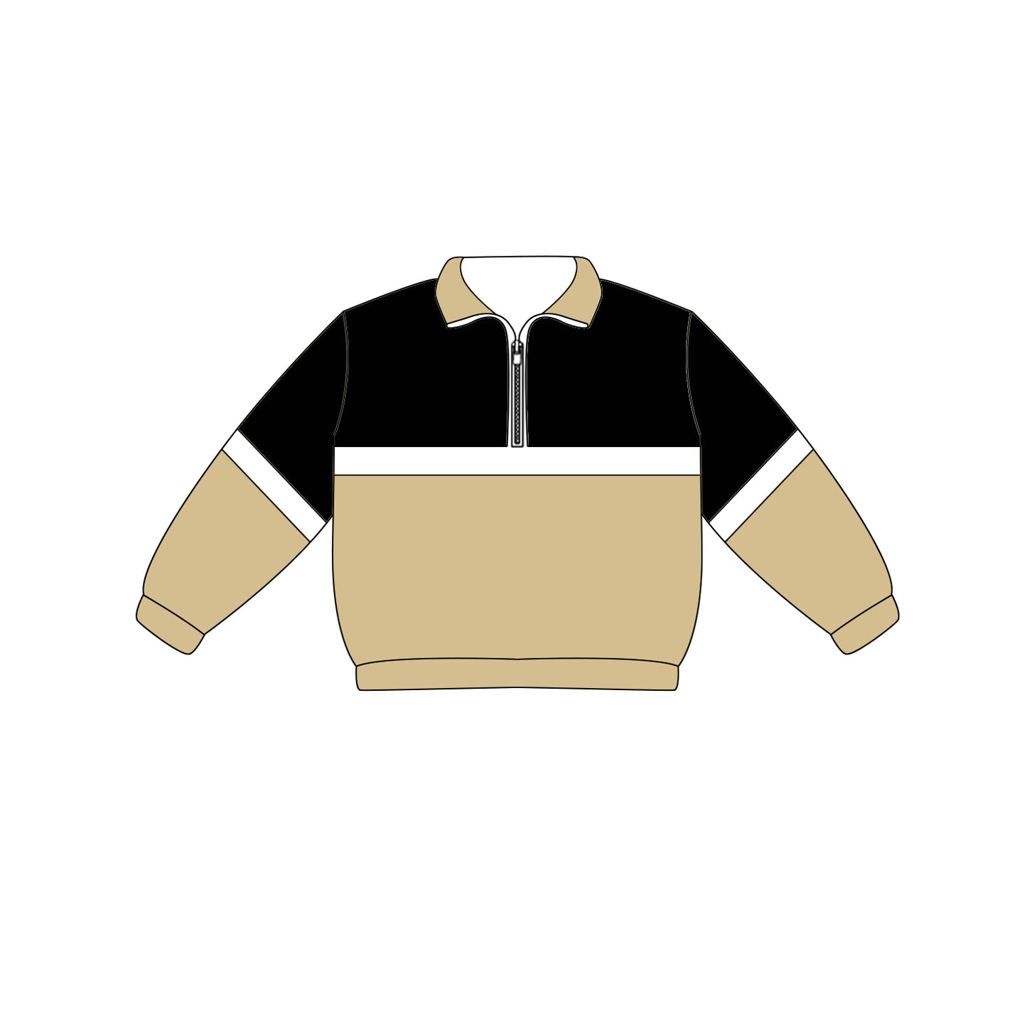 Preorder (moq 5)Baby Boys Long Sleeve Khaki Black Team Zip Pullovers Tops