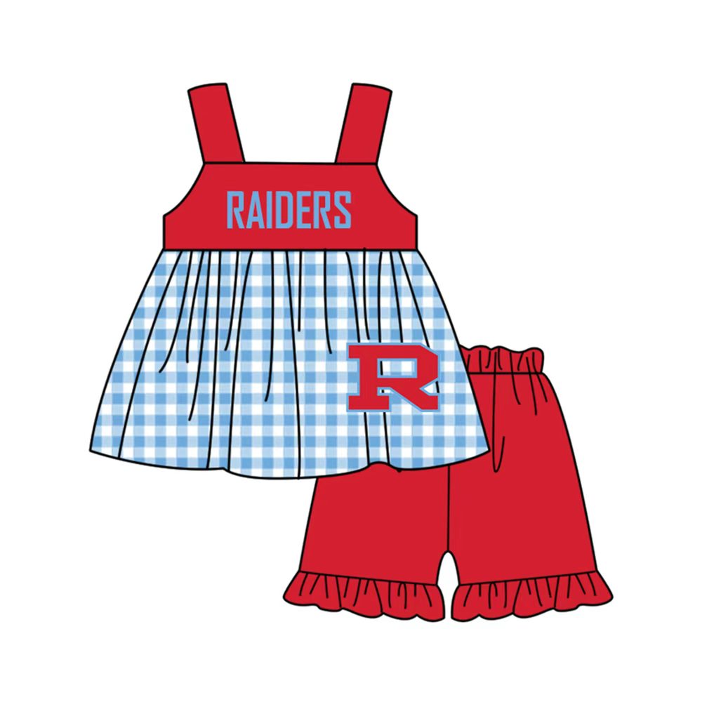Preorder moq 5 Baby Girls Raiders Tunic Ruffle Short Team Clothes Set