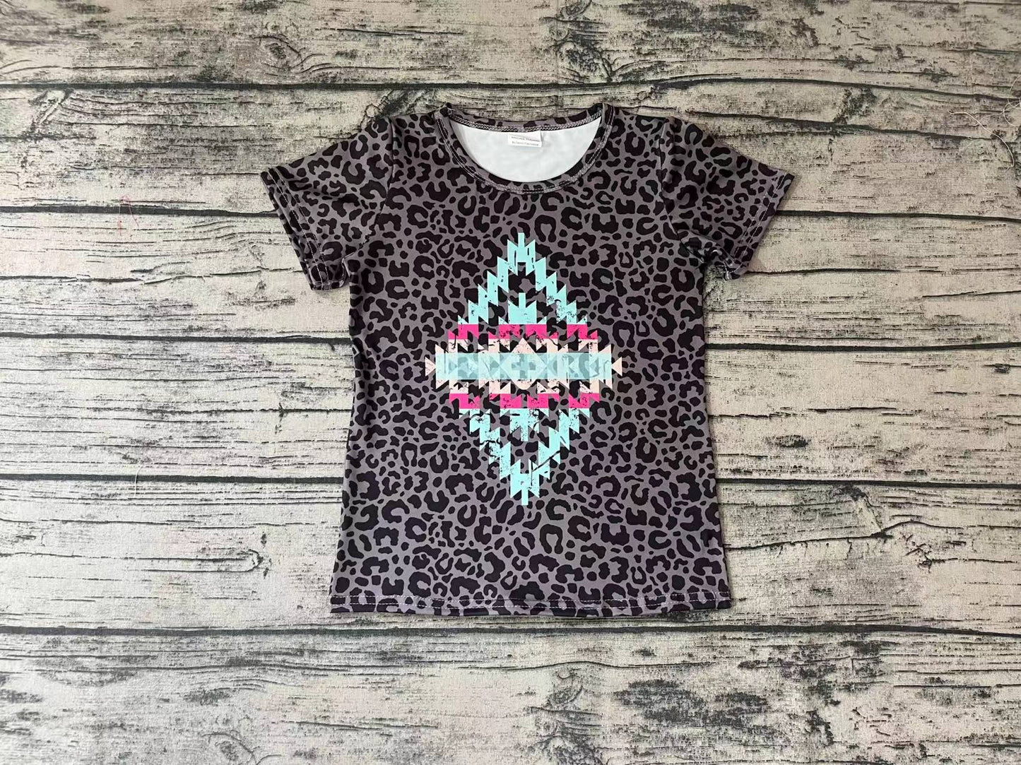 Baby Girls Leopard Aztec Short Sleeve Shirts