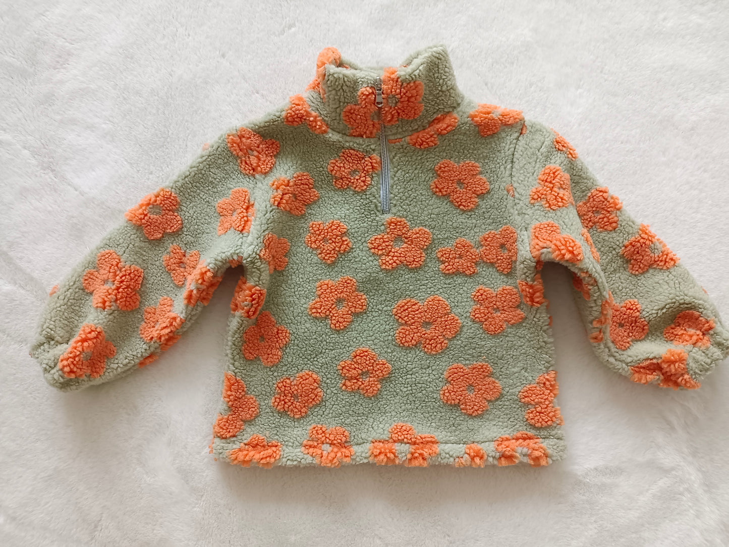 Baby Girls Green Orange Flowers Thick Pullovers Tops