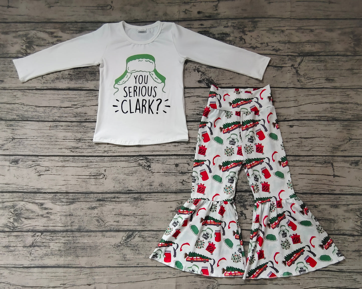 Baby Girls Christmas Hats Top Bell Pants Clothes Sets