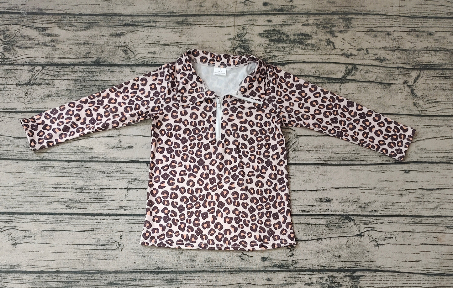 Baby Girls Leopard Long Sleeve Zip Pullovers Tops