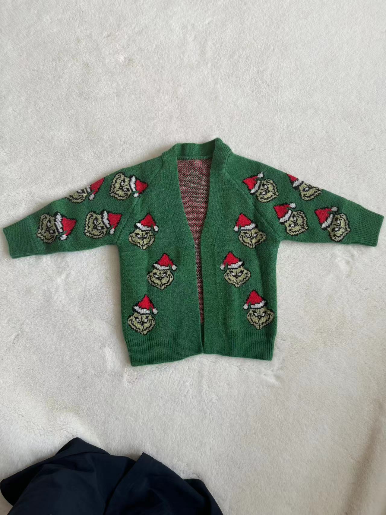 Baby Girls Green Christmas Frog Long Sleeve Sweaters